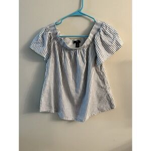 Gap Seersucker Off‎ The Shoulder Striped Top Women's Size XS